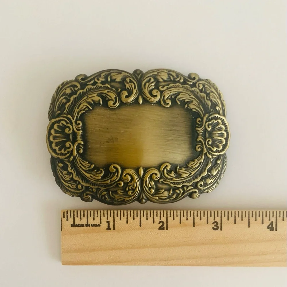 Vintage Brass Antique Style Belt Buckle 2”x3”